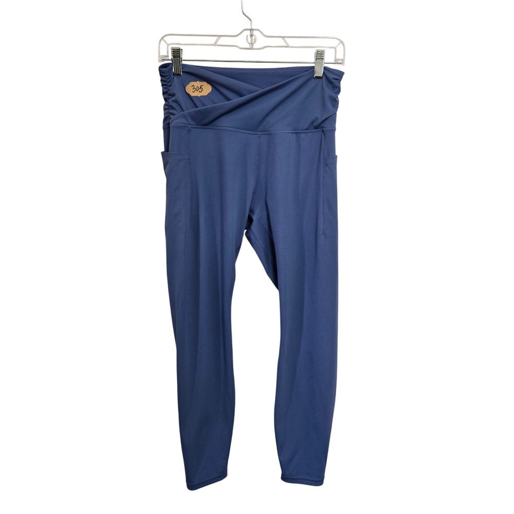 Ododos Womens Crossover V Waist Leggings Slate Blue High Rise Side Pockets L
